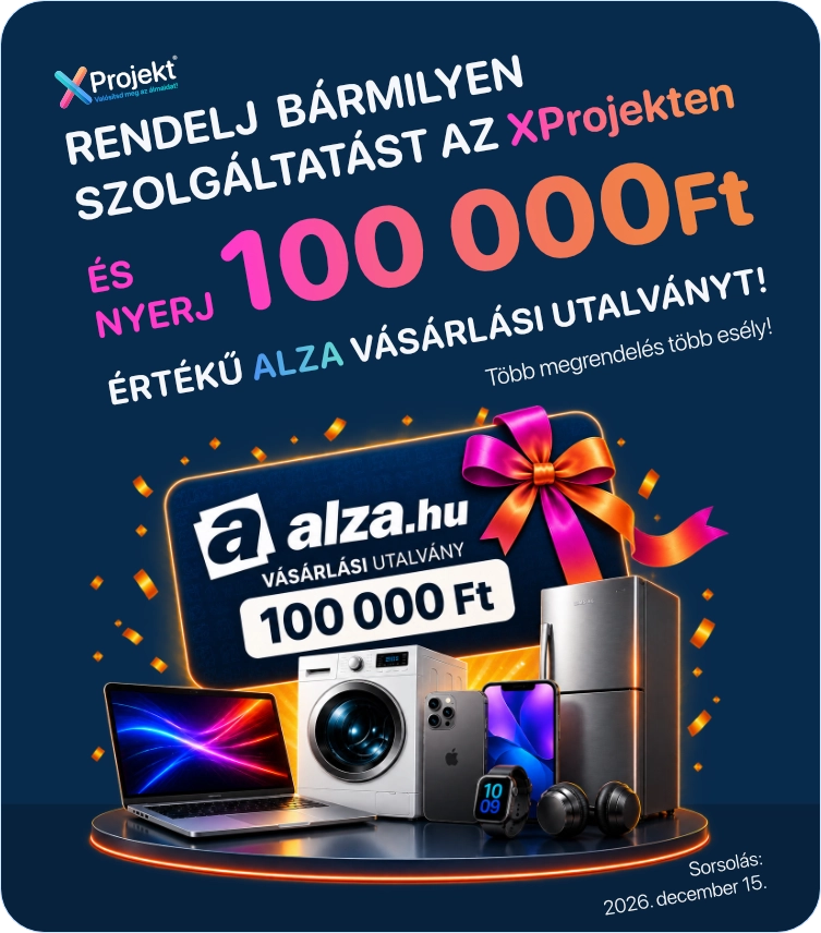 Rendelj bármilyen szolgáltatást az XProjekten és nyerj 100 000 Ft értékű ALZA vásárlási utalványt