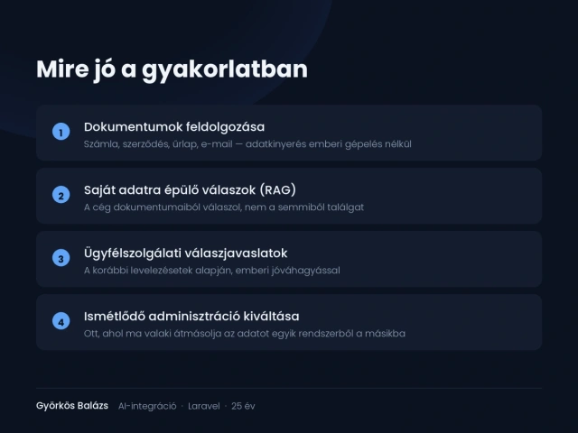 AI-integráció a meglévő rendszeredbe - dokumentumfeldolgozás, automatizálás, LLM
