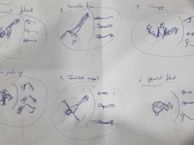 Fitness mozdulatok vektorgrafikus ábrázolása