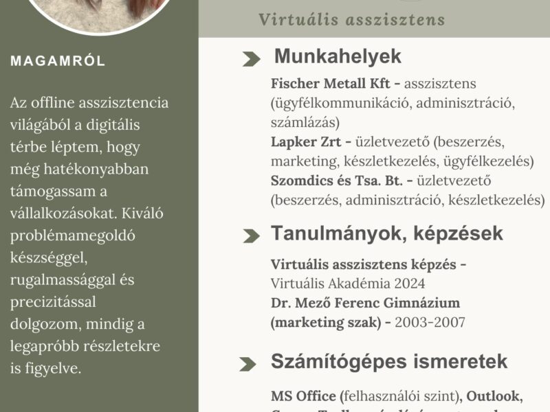 Virtuális asszisztencia, weblapkészítés, személyi asszisztencia