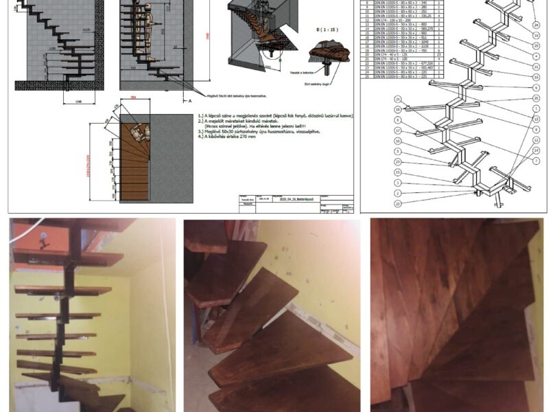 Beltéri-kültéri lépcső tervezése-gyártása (egyéb tartószerkezetet is)